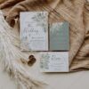 Boho Greenery Wedding Invitation Card Template | Sage Green Wedding Set