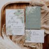 Boho Greenery Wedding Invitation Card Template | Sage Green Wedding Set