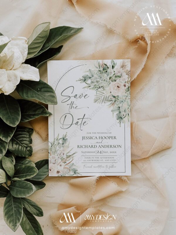 Rustic Green Save The Date E090