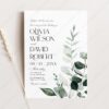 Minimalist Modern Wedding Invitation Card | Wedding Invite Template QR Code | Greenery Eucalyptus