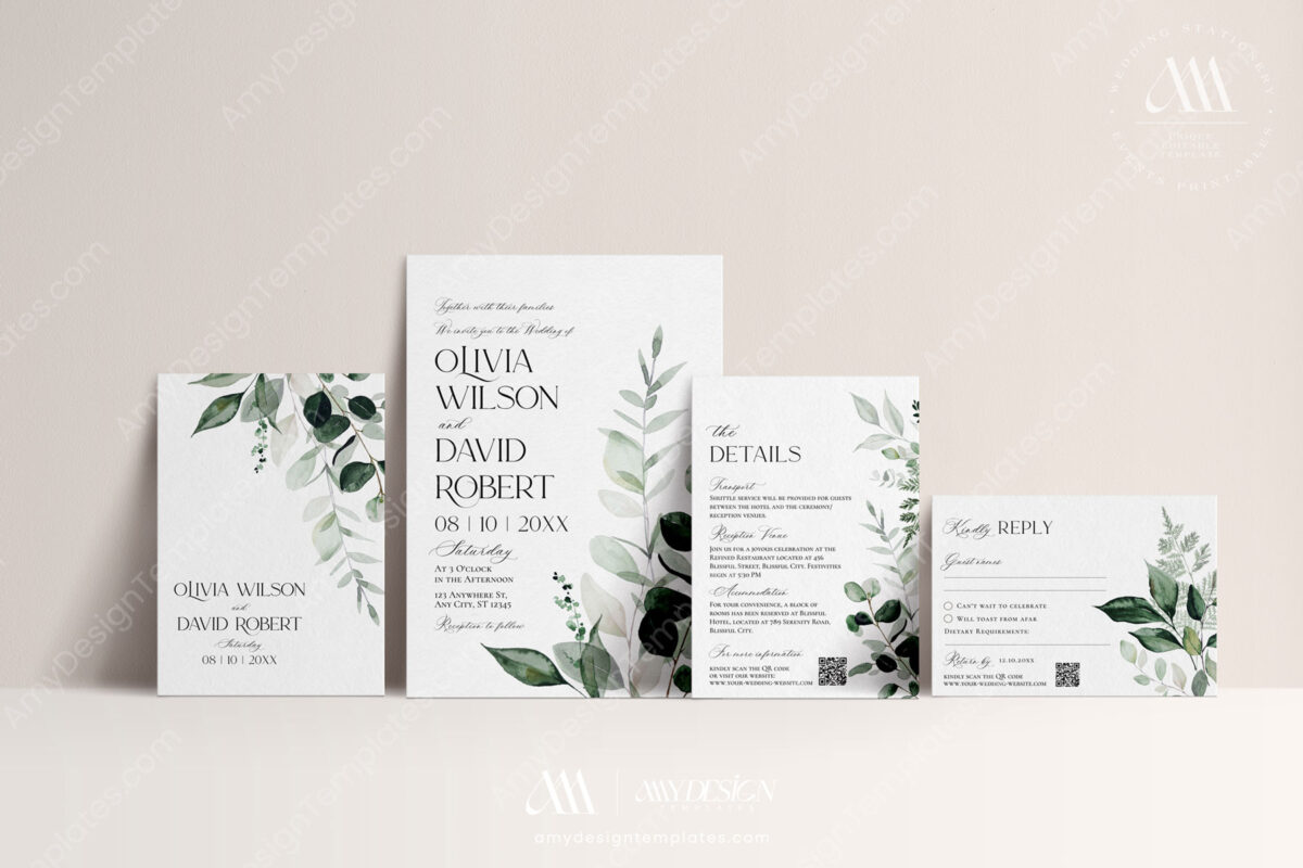 E092 Modern Minimalist Wedding Invitation Card Amy Design Templates 3