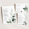 Minimalist Eucalyptus Wedding Invitation BUNDLE | Modern Wedding Stationery Templates Minimalist Modern Wedding Invitation Card | Wedding Invite Template QR Code | Greenery Eucalyptus