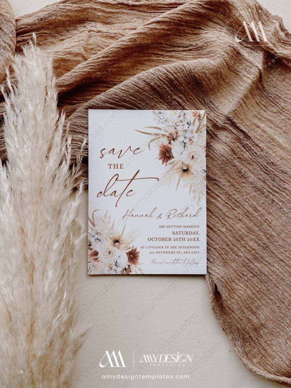 Terracotta Save the Date Wedding Invitation Template E093