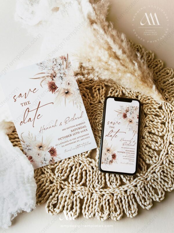 Terracotta Save the Date Wedding Invitation Template E093