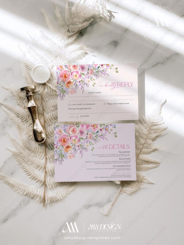 Colorful Flowers Wedding Invitation Template | Floral Wedding Invite Card