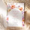 Colorful Flowers Save The Date Template | Bright Floral Pre-Wedding Photo Save Our Date Card Colorful Flowers Save The Date Template E101