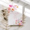 Colorful Flowers Save The Date Template | Bright Floral Pre-Wedding Photo Save Our Date Card Colorful Flowers Save The Date Template E101