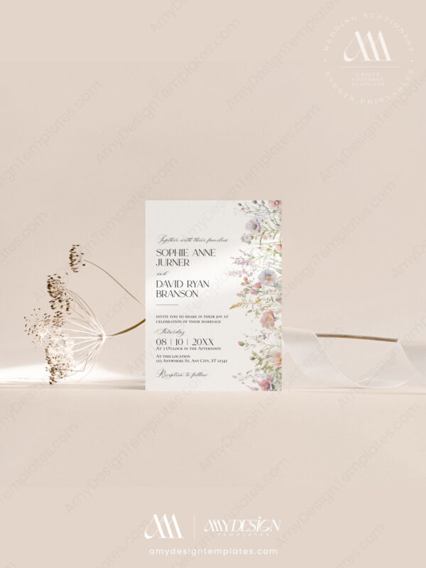 Meadow Wedding Invitation Templates | Watercolor Wildflower Wedding Suite Meadow Wedding Invitation Templates | Watercolor Wildflower Wedding Suite