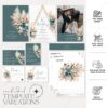 Boho Teal Wedding Invitation Template Card | Wedding Suite Printable Boho Teal Wedding Invitation Template Card | Wedding Suite Printable