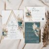 Boho Teal Wedding Invitation Template Card | Wedding Suite Printable Boho Teal Wedding Invitation Template Card | Wedding Suite Printable