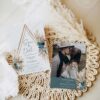 Boho Teal Wedding Save The Date Template with Photo E105