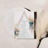 Boho Teal Wedding Save The Date Template with Photo | Save Our Date Card Bohemian Boho Teal Wedding Save The Date Template with Photo E105