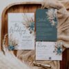 Teal Boho Wedding Invitation Suite Template | Boho Chic Wedding Invite Card | Rustic Floral Teal Boho Wedding Invitation Suite Template | Boho Chic Wedding Invite Card | Rustic Floral