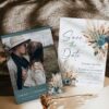 Rust Teal Wedding Save The Date Card E106