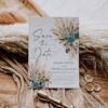 Rust Teal Wedding Save The Date Card E106