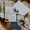 Navy Blue Fall Wedding Invitation Card | Bohemian Wedding Invite Template Navy Blue Fall Wedding Invitation Card | Bohemian Wedding Invite Template