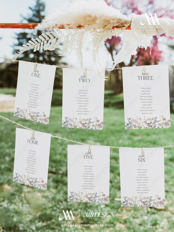 Alternative view of Modern Seating Chart Card Template | Table Number Seating Card | Wildflower Wedding