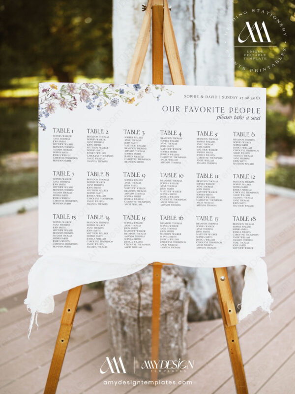 Wildflower Signage Template Bundle Printable | Reception Sign Wedding Wildflower Signage Template Bundle Printable - Seating Chart Signs