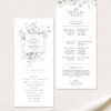 Wedding Ceremony Program Template | Wedding Booklet | Folded Wedding Program | Blue Wild Flower