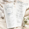 Wedding Ceremony Program Template | Wedding Booklet | Folded Wedding Program | Blue Wild Flower