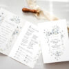 Wedding Ceremony Program Template | Wedding Booklet | Folded Wedding Program | Blue Wild Flower
