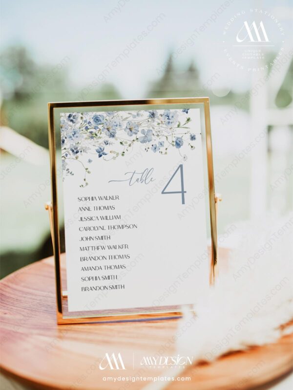 Editable Blue Wildflower Wedding Signs Template | Bundle Wedding Signage Editable Blue Wildflower Wedding Signs Template - Seating Chart Cards Headers