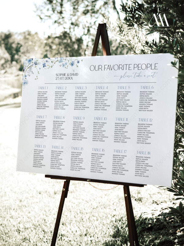 Blue Wildflower Wedding Template BUNDLE | Invitation, Save The Date, Menu & Signs 50+ Blue Wildflower Wedding Template BUNDLE | Seating sign