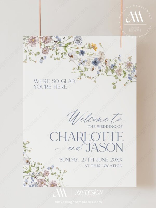 Alternative view of Wildflower Wedding Signage Bundles Template Printable | Spring Garden Reception Signs