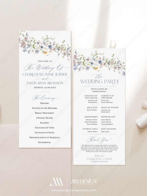 Alternative view of Ceremony Program Template | Programs For Wedding Ceremony Template | Printable Booklet | Boho Wildflower