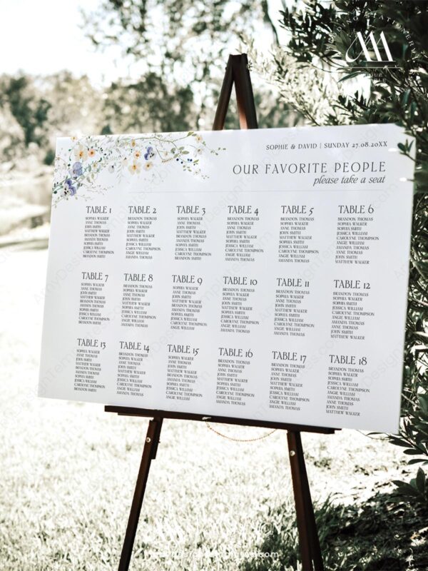 Alternative view of Printable Seating Chart Template Wedding | Wildflower Wedding Sign