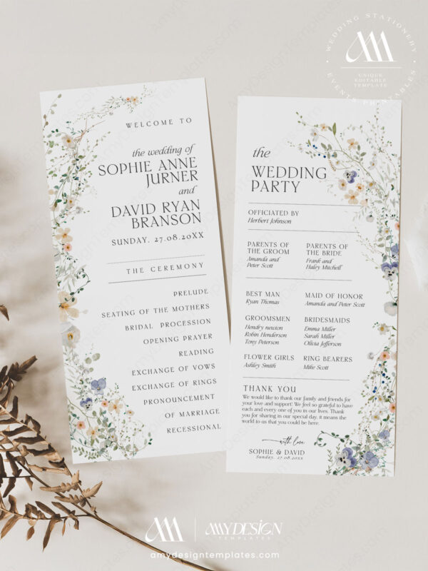 Alternative view of Folded Wedding Program Template Printable | Order Of Service | Wedding Ceremony Template