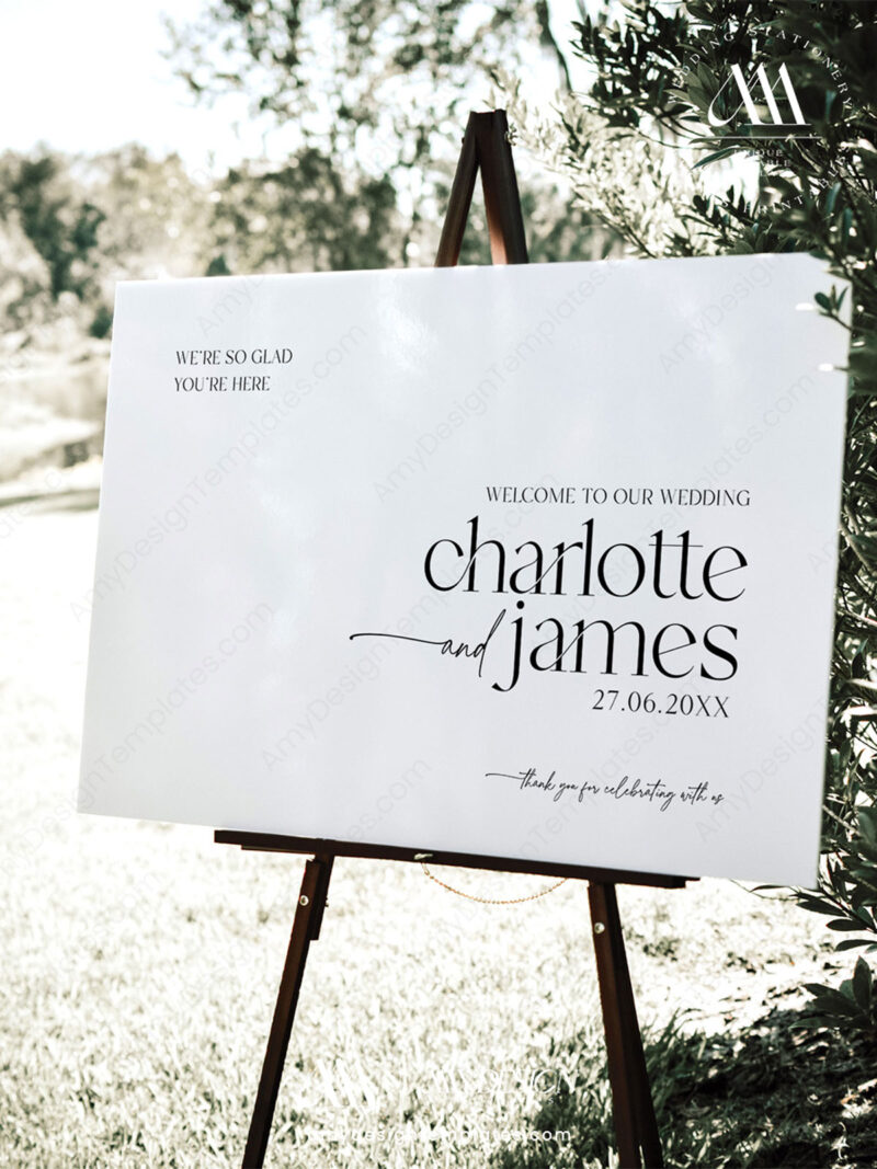 Minimalist Wedding Welcome Sign Template | Modern Wedding Welcome Signage