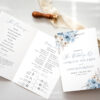 Blue Bohemian Wedding Invitation BUNDLE | 50+ Editable Templates Invitations Suite & Signs D010 Blue Wedding Ceremony Program Template 4