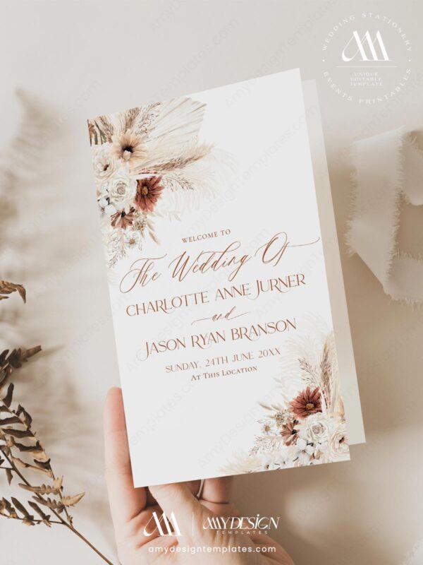 Boho Terracotta Wedding Program Template | Booklet Wedding Program | Wedding Programs
