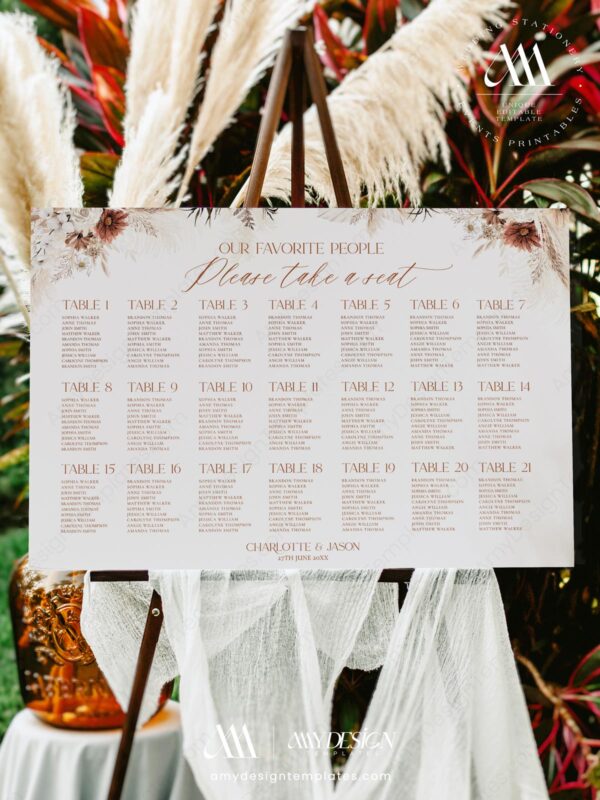 Rustic Bohemian Wedding Signage Template Bundle | Reception Sign Printable Rustic Bohemian Wedding Signage Template Bundle - Seating Chart Signs
