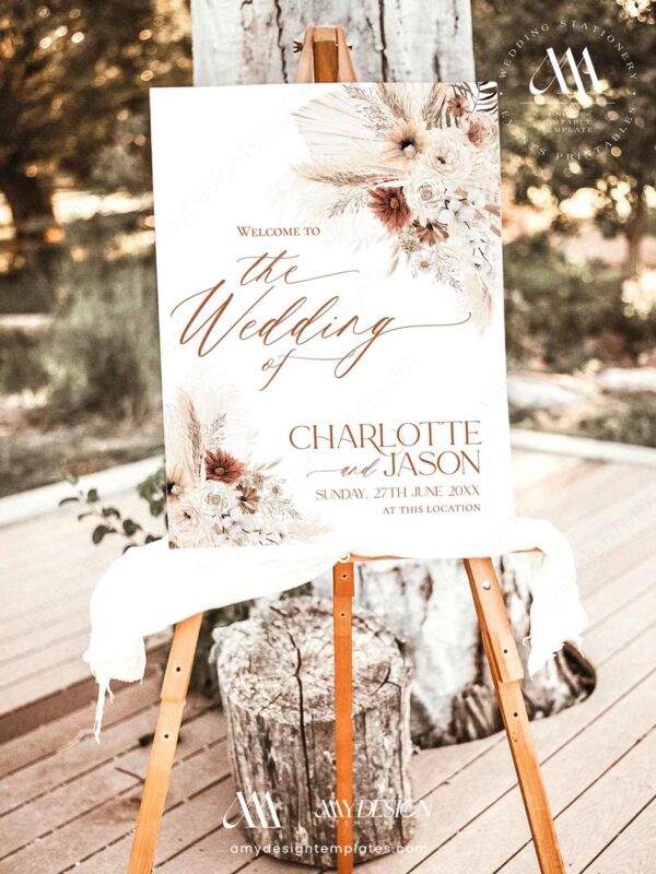 Rustic Bohemian Wedding Signage Template Bundle | Reception Sign Printable Rustic Bohemian Wedding Signage Template Bundle - Welcome Signs