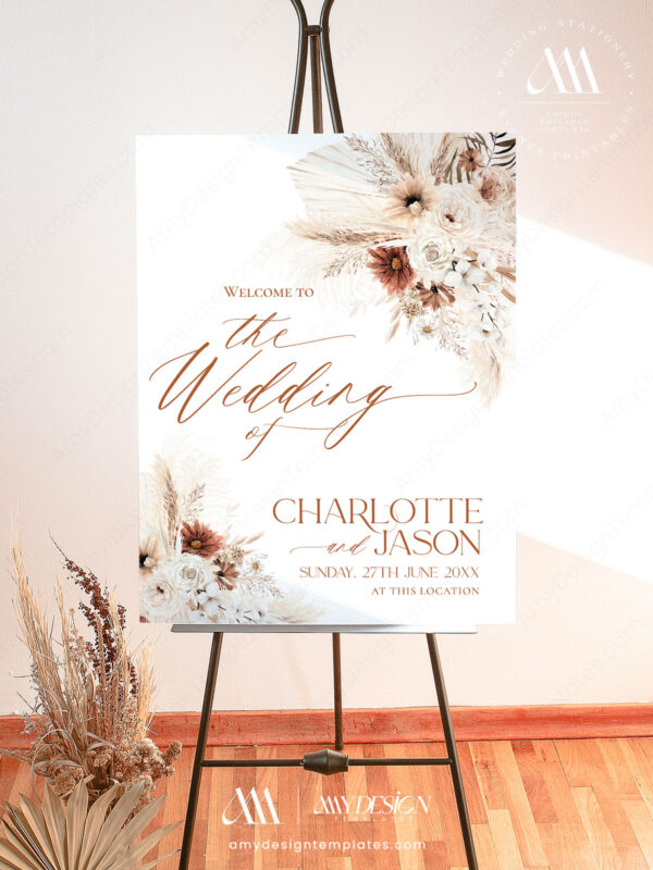 Alternative view of Rustic Bohemian Wedding Signage Template Bundle | Reception Sign Printable