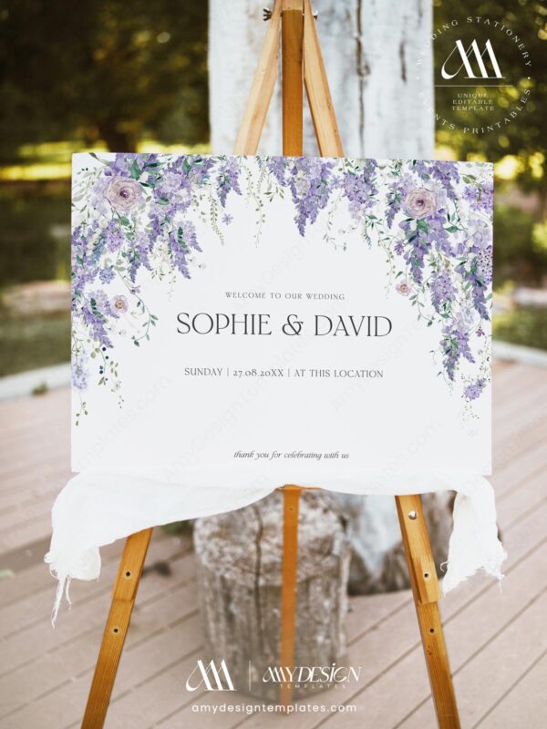 Alternative view of Wisteria Wedding Signage Template | DIY Wedding Sign | Welcome To Our Wedding