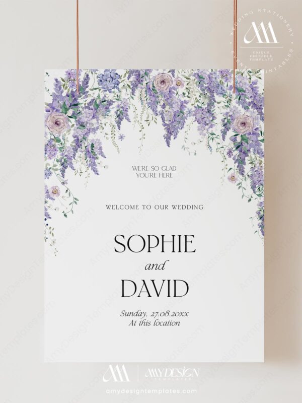 Wisteria Wedding Signage Template | DIY Wedding Sign | Welcome To Our Wedding