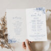 Blue French Toile Wedding Invitations Template BUNDLE | Monogram Wedding Invites, Menu & Signs D015 Monogram Wedding Ceremony Program Template 4