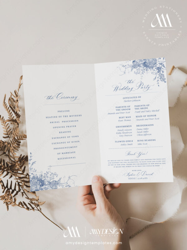 Alternative view of Monogram Wedding Ceremony Program Template | Programs For Wedding Ceremony Template