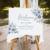 Boho Blue Wedding Signage Templates Bundle | Blue Wedding Reception Signs Printable D018 Welcome Sign Dusty Blue Boho Wedding Signage Template 1