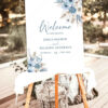 Boho Blue Wedding Signage Templates Bundle | Blue Wedding Reception Signs Printable D018 Welcome Sign Dusty Blue Boho Wedding Signage Template