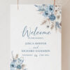 D018 Welcome Sign Dusty Blue Boho Wedding Signage Template 3