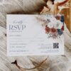 Boho Navy Rust Wedding RSVP Template | QR Code Response Card