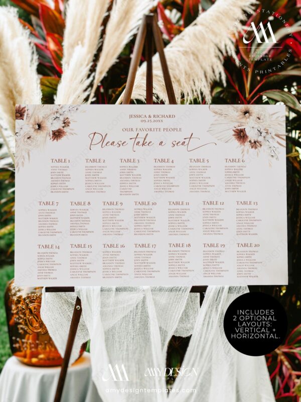 Alternative view of Boho Terracotta Wedding Seating Chart Sign | Wedding Table Seating Chart Signage