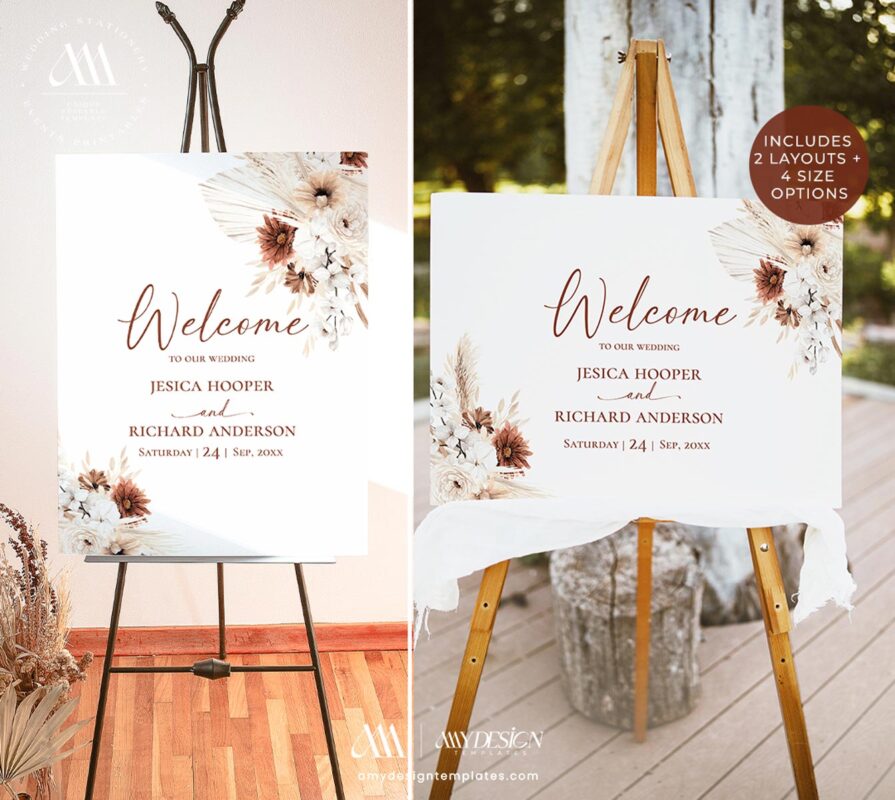 Boho Terracotta Wedding Welcome Sign | DIY Printable Template
