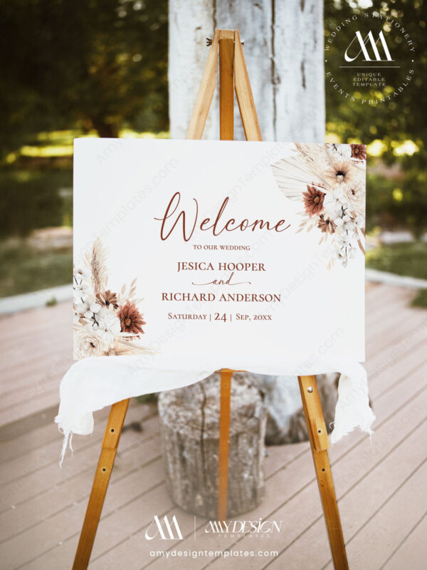 Alternative view of Boho Terracotta Wedding Welcome Sign | DIY Printable Template