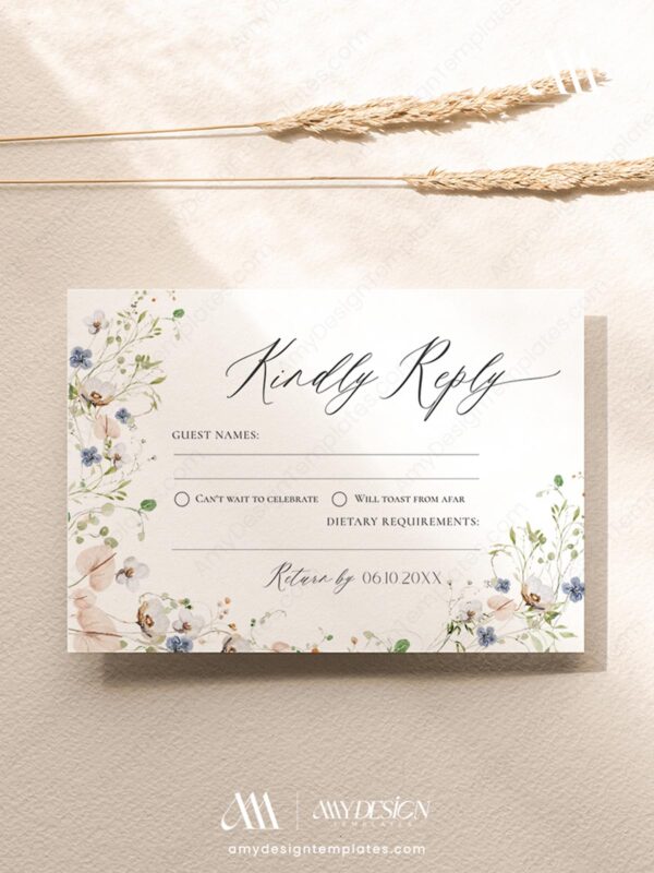 4 Wildflower Wedding Theme with RSVP Templates: The Perfect Reply A Gallery of Wildflower Wedding Theme with RSVP card D028