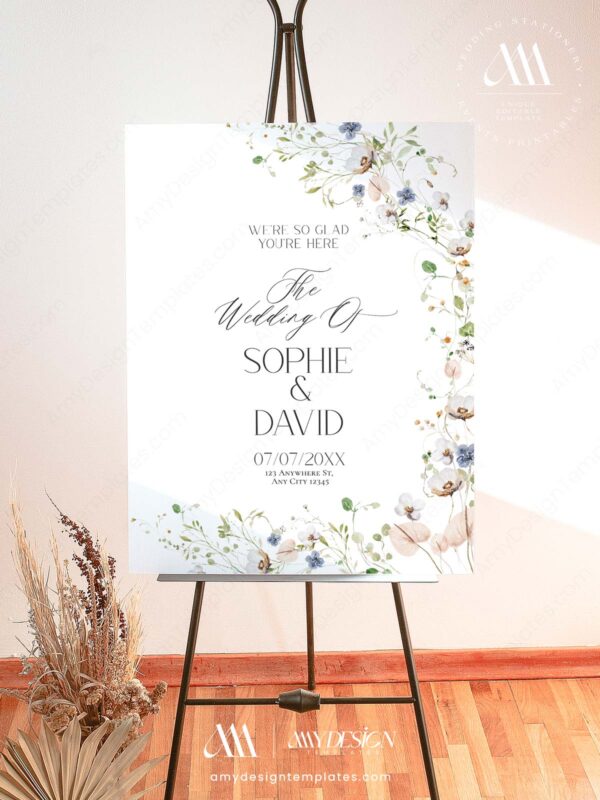 Alternative view of Printable Wedding Sign Template | Welcome To Our Wedding | Wildflower Welcome Sign Template Editable Printable